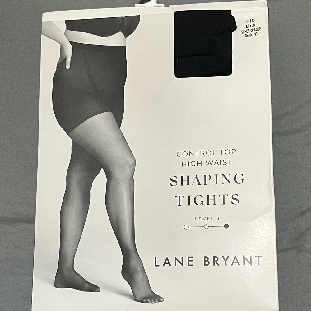 BRAND NEW!! Lane Bryant Black Control Top Tights Size C/D